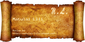Matulai Lili névjegykártya